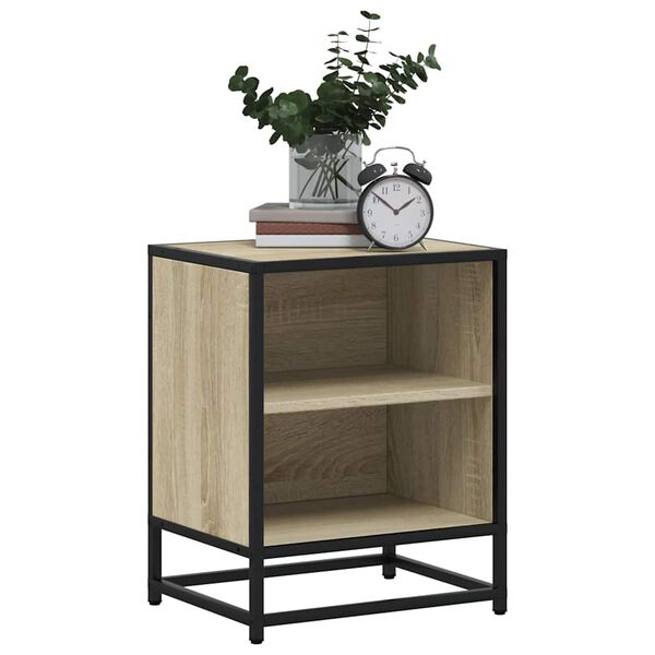 vidaXL Bedside Cabinet Sonoma Oak 40x31x50 cm Engineered Wood and Metal