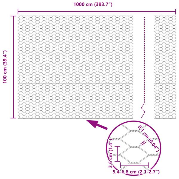 vidaXL Hexagon Fence Green 1 x 10 m Steel