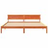 vidaXL Bed Frame with Headboard Wax Brown 200 x 200 cm Solid Pine Wood