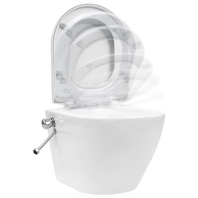 vidaXL Wall Hung Rimless Toilet with Bidet Function Ceramic White