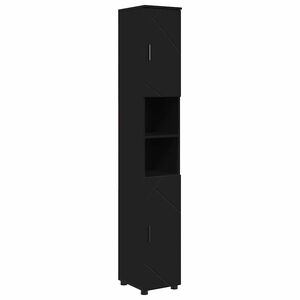 vidaXL Bathroom Tall Cabinet Black 30 x 35 x 192 cm Engineered wood