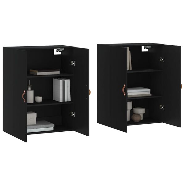 vidaXL Wall Mounted Cabinets 2 pcs Black 69.5x34x90 cm
