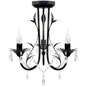 vidaXL Art Nouveau Style Black Chandelier Crystal Beads 3xE14 Bulbs