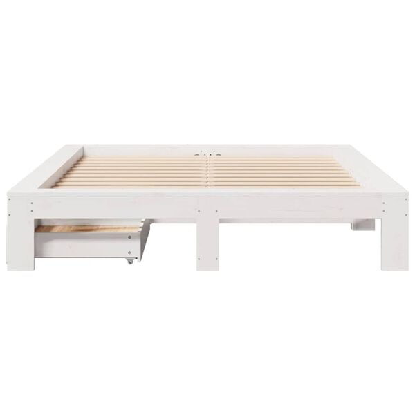 vidaXL Bed Frame without Mattress White 140x190 cm Solid Wood Pine