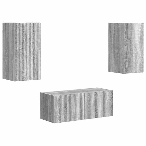 vidaXL TV Cabinet Set Wall-mounted 2 pcs Grey Sonoma Engineered Wood