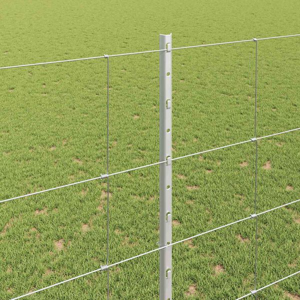 vidaXL Fence with Post Silver 1.5 x 50 m Steel