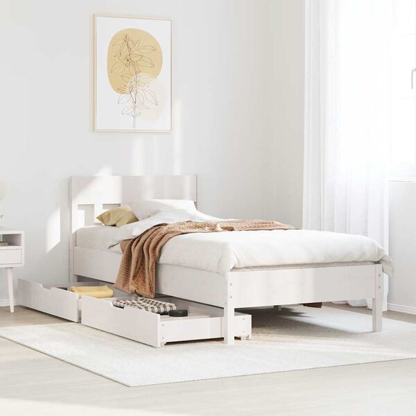vidaXL Bed Frame without Mattress White 90x200 cm Solid Wood Pine