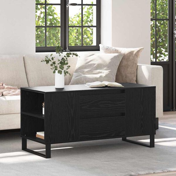 vidaXL Coffee Table Black Oak 102 x 44.5 x 50 cm Engineered Wood