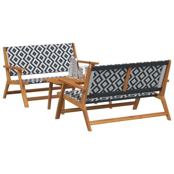 vidaXL Garden Chairs with Table 3 pcs Black 90 x 45 x 40 cm