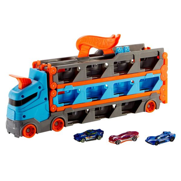 Hot Wheels Toy Track Builder and Car Set Speedway Hauler