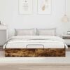 vidaXL Ottoman Bed Frame Smoked Oak 203 x 160 x 25 cm Engineered Wood