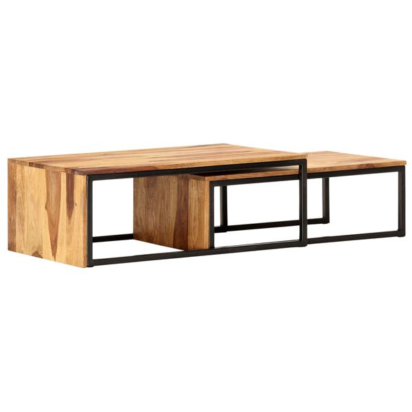 vidaXL Nesting Tables 2 pcs Solid Acacia Wood