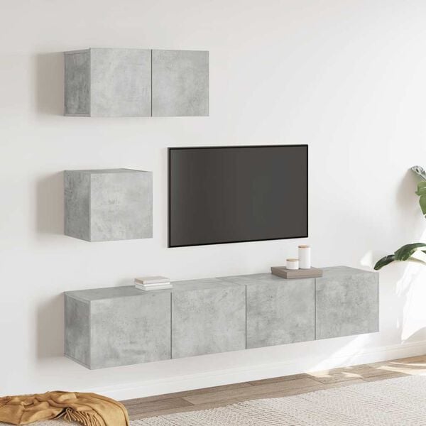 vidaXL 4 Piece TV Cabinet Set Concrete Grey Engineered Wood