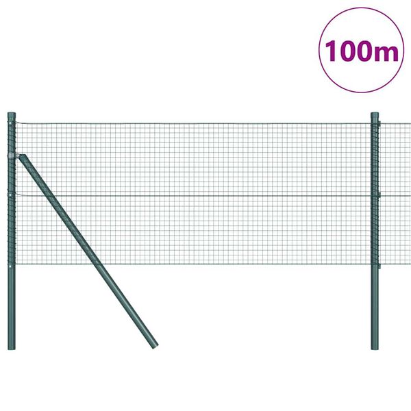 vidaXL Fence Post Green 100 x 0.8 m (19 x 19 mm mesh) Steel and PVC