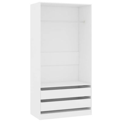 vidaXL Wardrobe White 100x50x200 cm Engineered Wood | vidaXL.ie