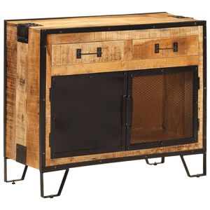 vidaXL Sideboard 80x31x66 cm Solid Rough Wood Mango and Metal