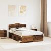 vidaXL Bed Frame with Headboard Old Wood 135 x 190 cm Solid Pine Wood
