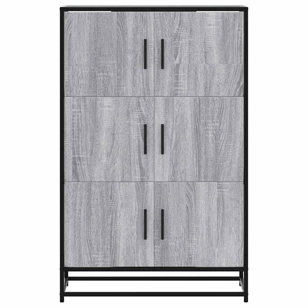 vidaXL Highboard Grey Sonoma 68x35x106.5 cm Engineered Wood and Metal