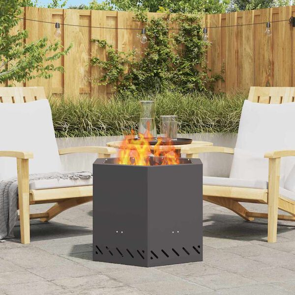 vidaXL Smokeless Fire Pit Black 58 x 58 x 51 cm Steel