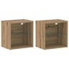 vidaXL Floating Shelf with LED Light 2 pcs Brown 40 x 28.5 x 40 cm