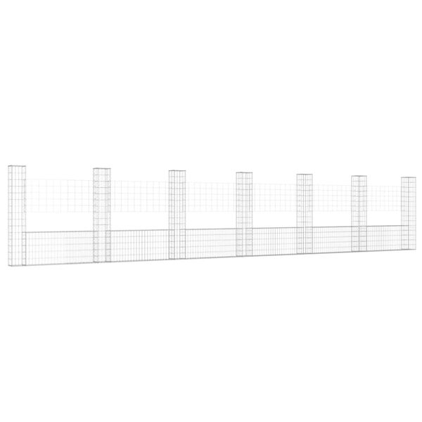 vidaXL U-shape Gabion Basket with 7 Posts Iron 740x20x150 cm