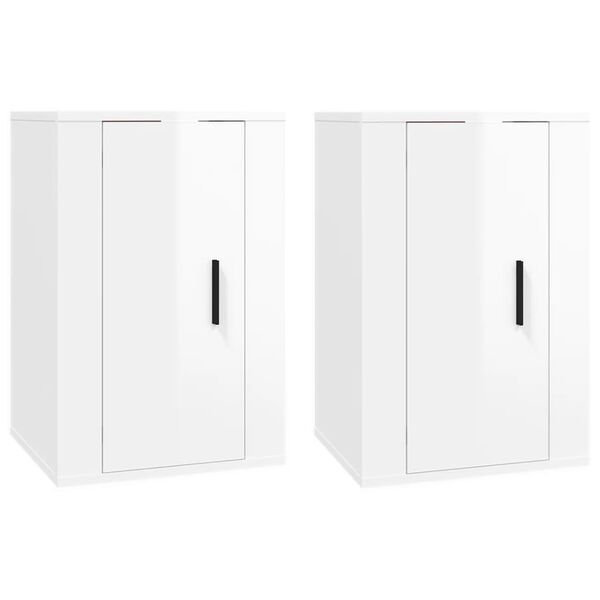 vidaXL Wall Mounted TV Cabinets 2 pcs High Gloss White 40x34.5x60 cm