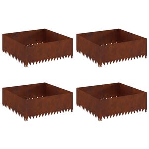 vidaXL Lawn Edging 4 pcs 100 x 100 x 35 cm Steel Rusty