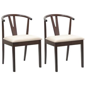 vidaXL Dining Chair 2 pcs Solid Rubber Wood Light Brown and Light