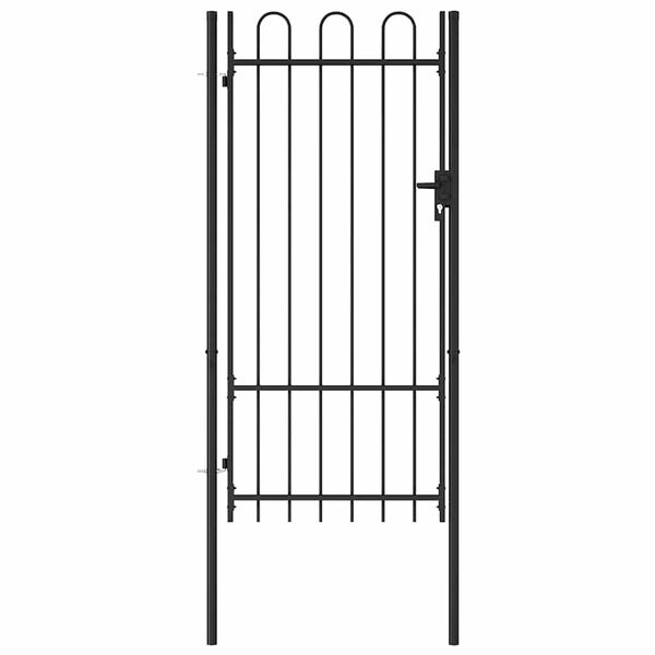 vidaXL Fence Gate Single Door with Arched Top Steel 1x2 m Black
