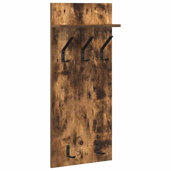 vidaXL Wall-Mounted Coat Rack with Shelf Smoked Oak 40 x 10 x 90 cm