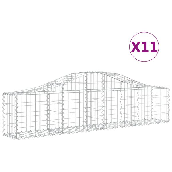 vidaXL Arched Gabion Baskets 11 pcs 200x30x40/60 cm Galvanised Iron