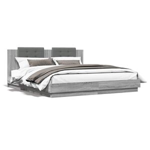 vidaXL Bed Frame without Mattress Grey Sonoma 180x200 cm Super King