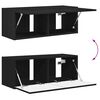 vidaXL TV Cabinet Set Wall-mounted 2 pcs Black Engineered Wood