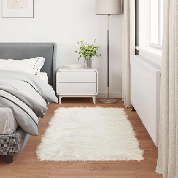 vidaXL Faux Sheepskin Rug Tafalla White 60 x 110 cm Polyester