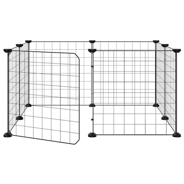 vidaXL 8-Panel Pet Cage with Door Black 35x35 cm Steel