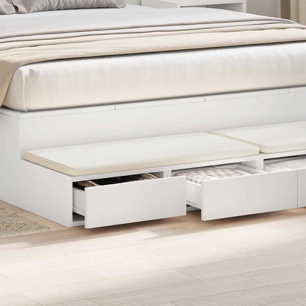 vidaXL Bed Drawers White 140 x 36.5 x 16.5 cm Engineered Wood
