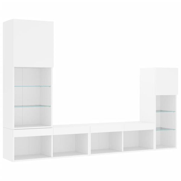 vidaXL 4 Piece TV Wall Units with LED White Engineered Wood