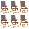 vidaXL Reclining Folding Chairs 6 pcs Anthracite Fabric and Solid Wood