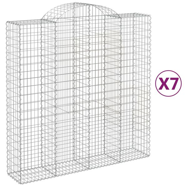vidaXL Arched Gabion Baskets 7 pcs 200x50x200/220 cm Galvanised Iron