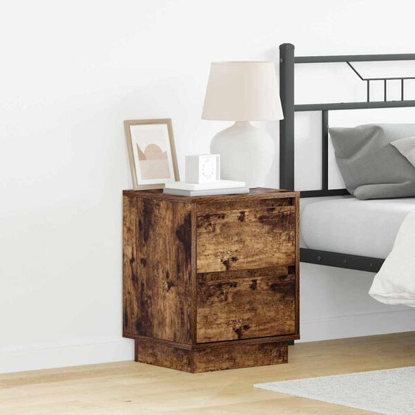 vidaXL Bedside Cabinet with Drawer 2 pcs Smoked Oak 39 x 34.5 x 50 cm