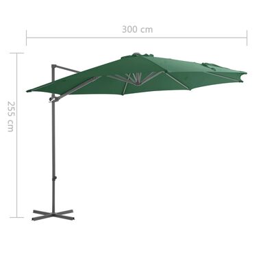 vidaXL Cantilever Umbrella with Steel Pole Green 300 cm