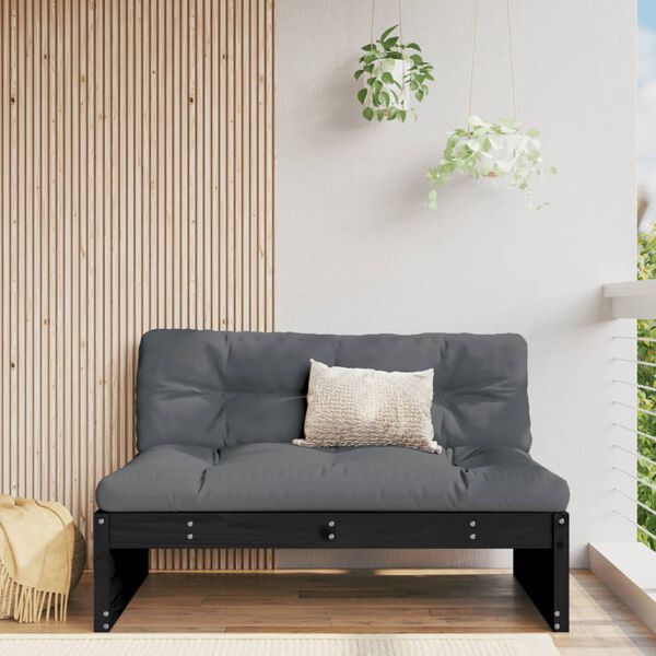 vidaXL Middle Sofa Black 120x80 cm Solid Wood Pine