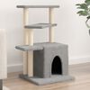vidaXL Cat Tree with Sisal Scratching Posts Light Grey 83.5 cm