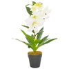 vidaXL Artificial Plant Lily with Pot White 65 cm