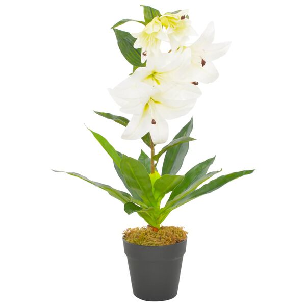 vidaXL Artificial Plant Lily with Pot White 65 cm