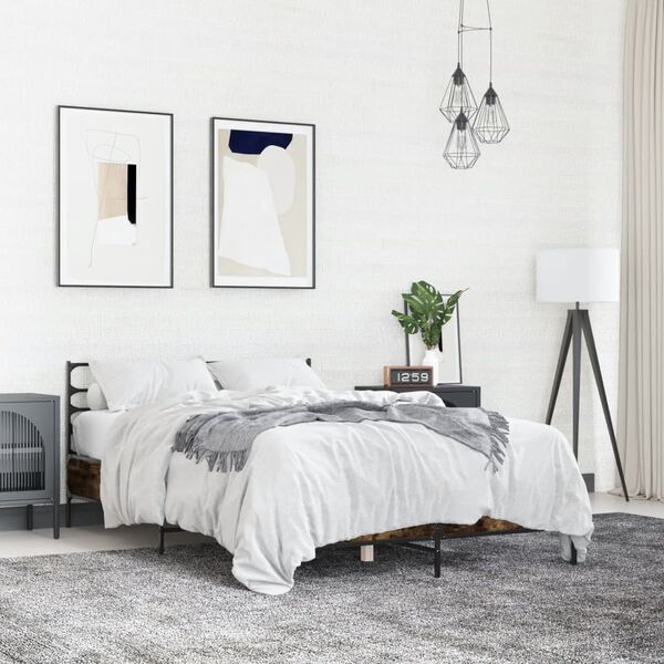 vidaXL Bed Frame without Mattress Smoked Oak 120x200 cm