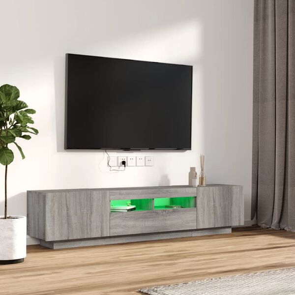 vidaXL 2 Piece TV Cabinet Set with LED Lights Grey Sonoma Engineered Wood