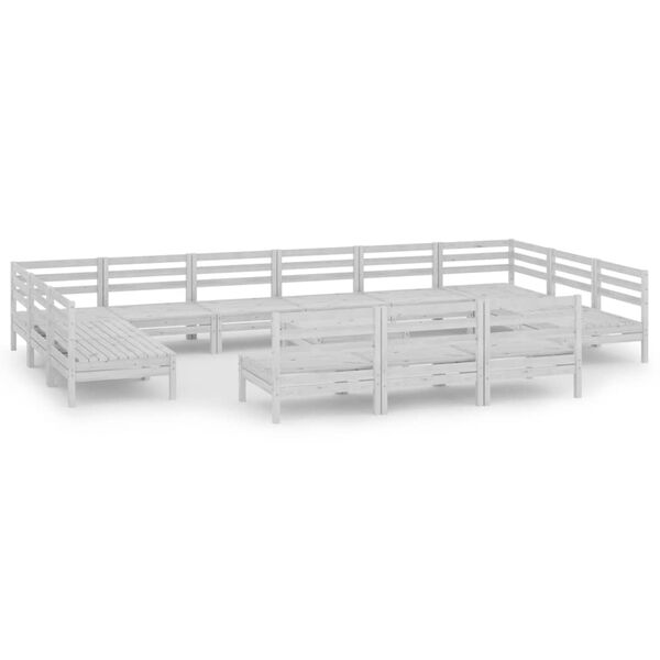 vidaXL 14 Piece Garden Lounge Set White Solid Wood Pine