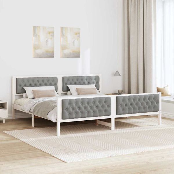 vidaXL Bed Frame Light Grey 200 x 200 cm Solid Pine Wood