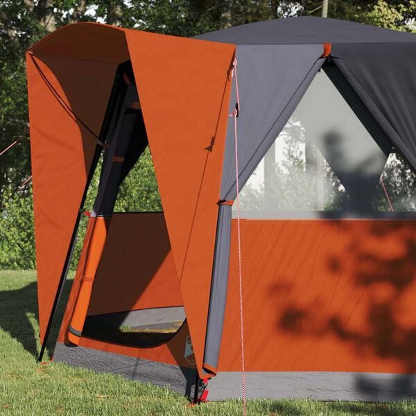 vidaXL Cabin Tent with Roof Grey and Orange 320 x 320 x 203 cm